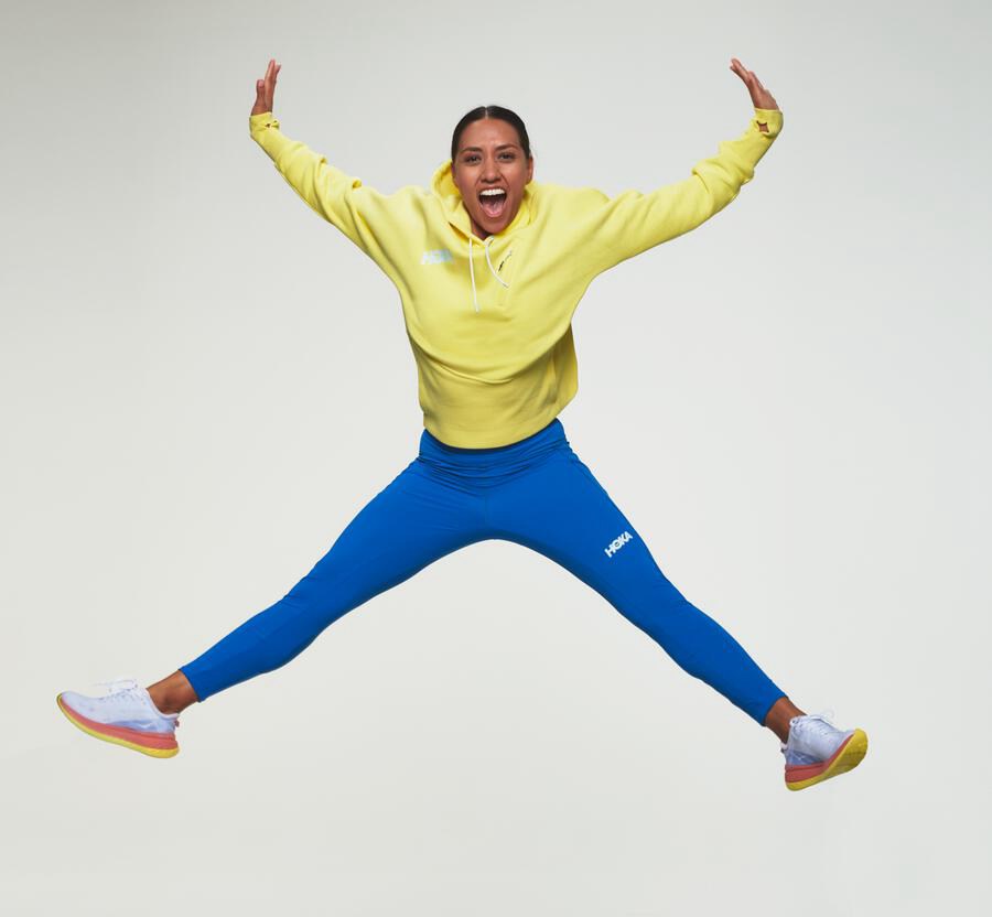 Hoodie Womens - Hoka One One Performance - Yellow - JSNKEXM-85